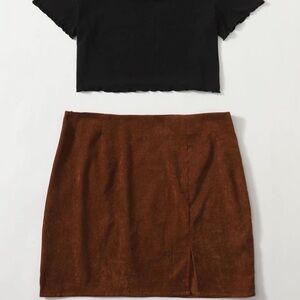 Split Hem Corduroy Skirt